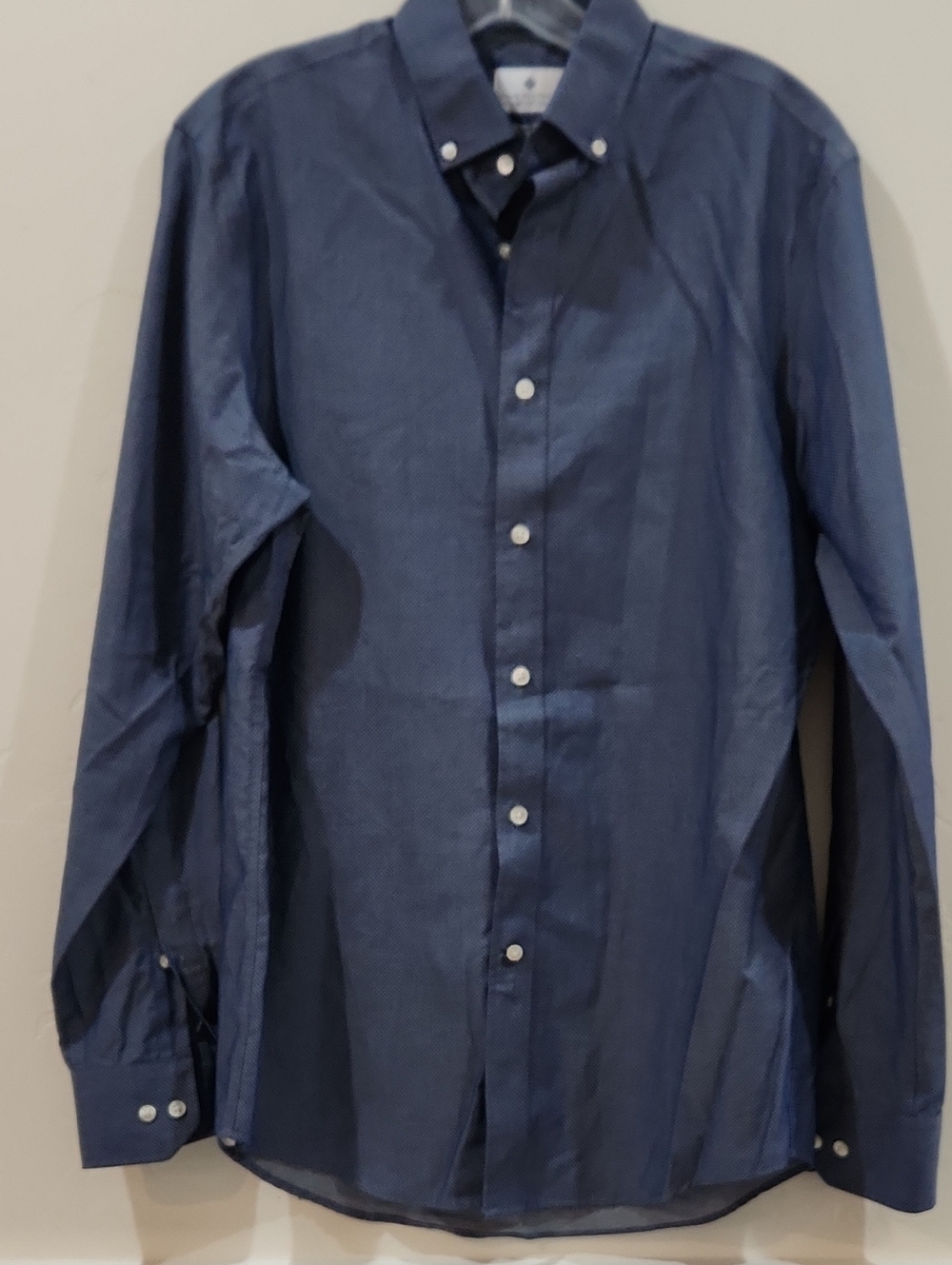 Ryan Seacrest Men's Navy Button-Down Dress Shirt - Classic Long Sleeve